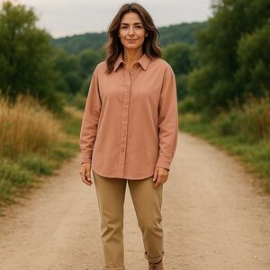 Zara Oversized Corduroy Long Sleeve Rose Pink Side‎ Pockets Button Down Shacket